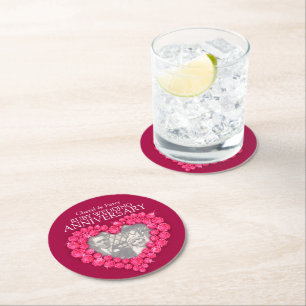 Verre Rond Ruby mariage anniversaire coeur photo dessous de v