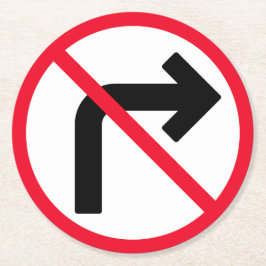 Verre Rond Symbole interdit de virage à droite | Dessous de v