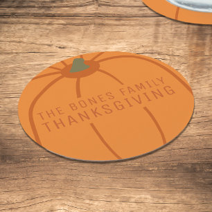 Verre Rond Thanksgiving Modern Orange Citrouille Dessous de v