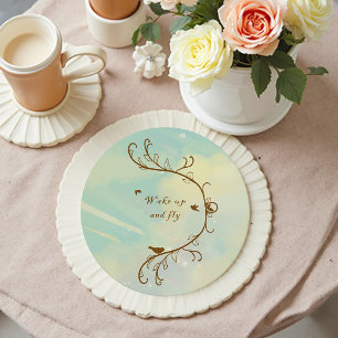 Verre Rond Whimsical Baby Blue Réveillez-vous et Dessous de v