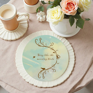 Verre Rond Whimsical Baby Blue Sing Morning Birds Dessous de 