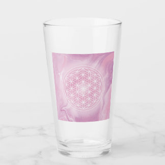 Verre rose, fleur de vie, géométrie sacrée, mandala, zen