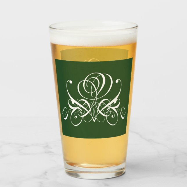 Verre Rose fleuri blanc et vert (Dos (rempli))