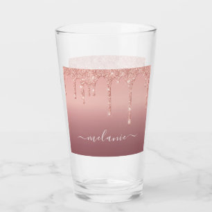 Verre rose Parties scintillant or avec nom personn