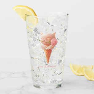 Verre Rose Romantique : Cône de Glace Miss Meow Rose Cla