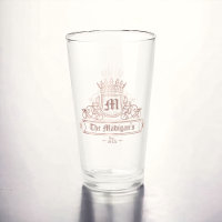 Rose victorien Gold Couronne Monogram Pint Bar Gla
