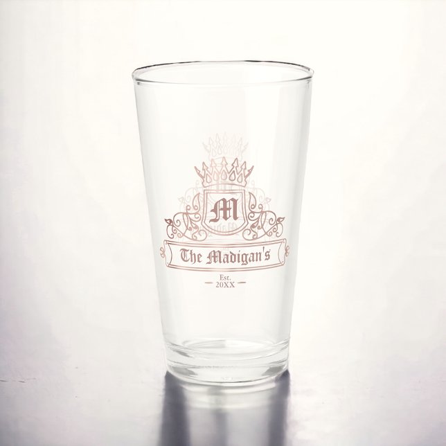 Verre Rose victorien Gold Couronne Monogram Pint Bar Gla (Créateur téléchargé)