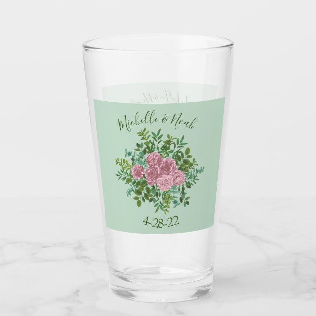 Verre Roses roses Jardin Printemps Mariage (Devant)