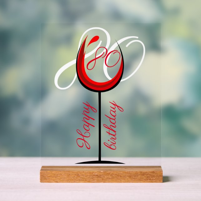 Verre rouge moderne 80e anniversaire (Neutre)
