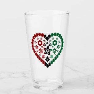 Verre Rouge Noir Vert Floral Coeur Heureux Kwanzaa