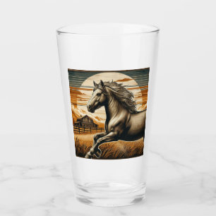 Verre Rouille/cheval vintage/Ouest