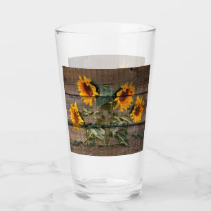 Verre Rustic Barn Wood Sunflower