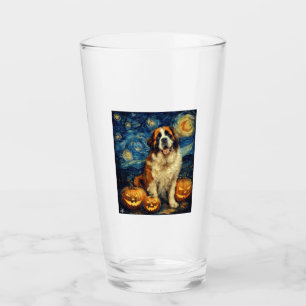 Verre Saint Bernard Chien Mignon Halloween Jack O Lanter