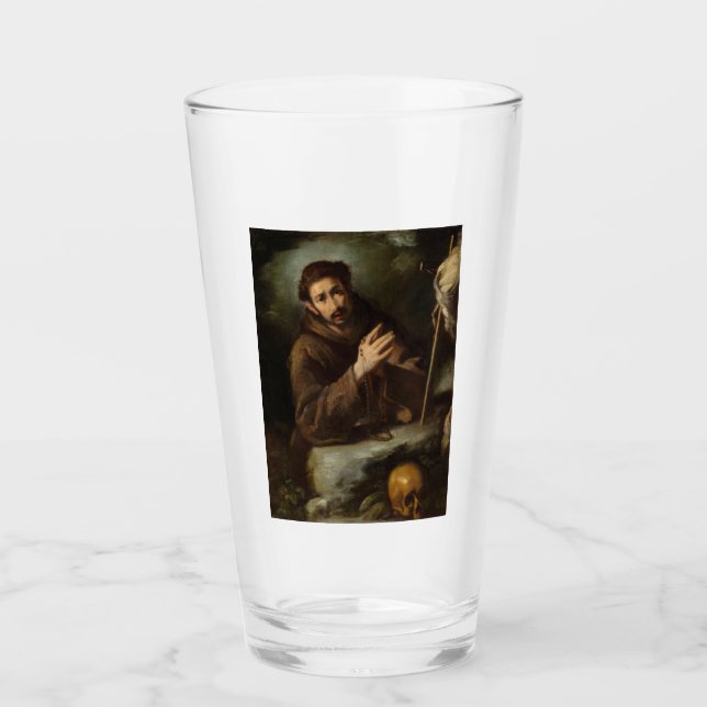 Verre Saint François dans la prière (foi chrétienne) (Devant)