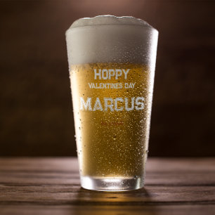 Verre Saint-Valentin houblonnée   Monogramme pour lui