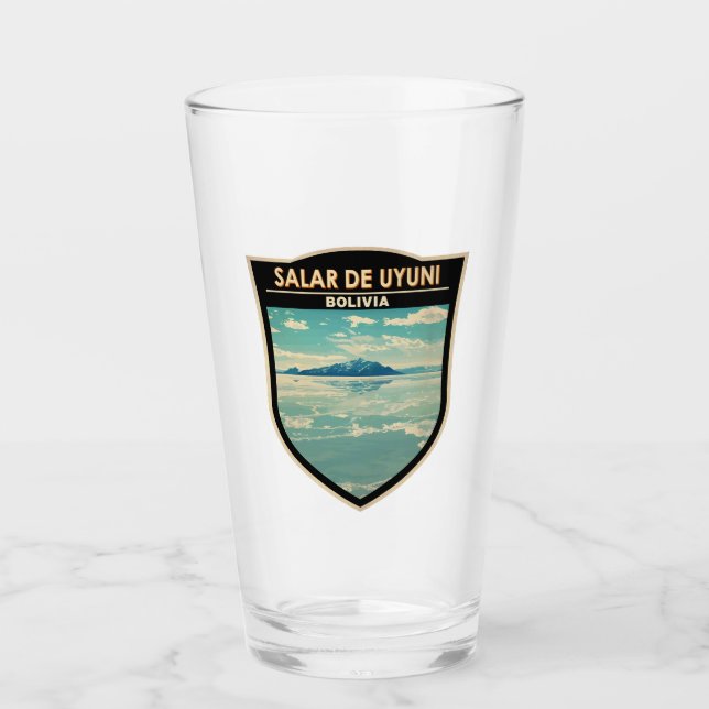Verre Salar de Uyuni Bolivie Insigne d'art de voyage (Devant)