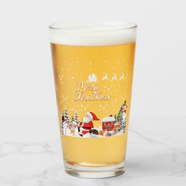 Verre Santa Claus, Snowman Merry Christmas Holiday (Devant (rempli))