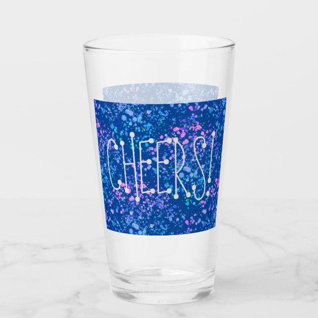 Verre Santé! Bleu avec rose, Bleu pourpre éclat (Devant)