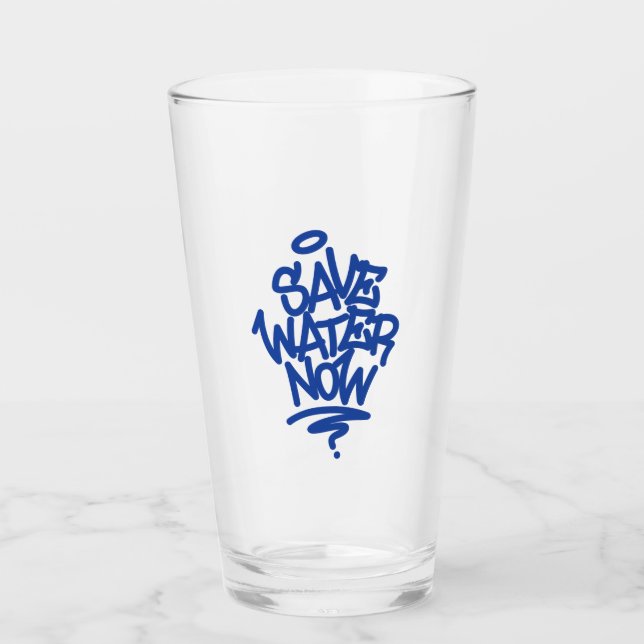 Verre Sauvez l'eau maintenant (Devant)