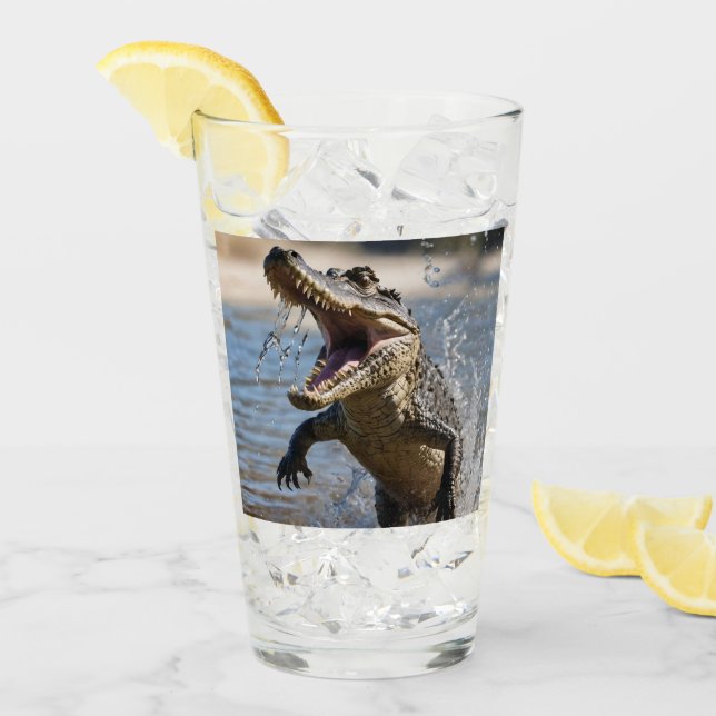 Verre Scary Jaws : Le Crocodile australien saute aux pie (Devant glace)