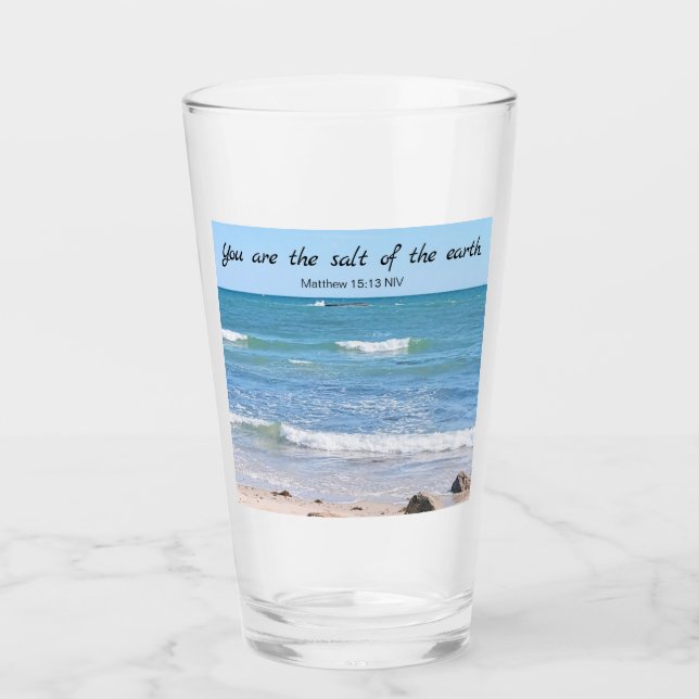 Verre Sel de la Terre Photo d'Ocean Bible Verse (Devant)