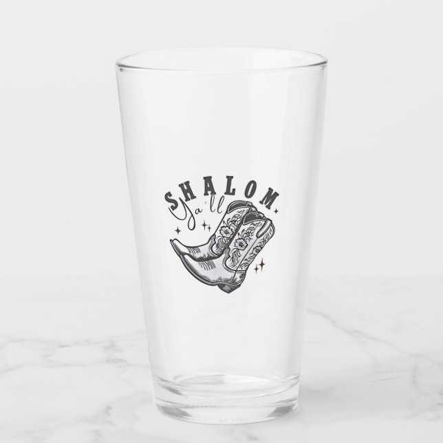 Verre Shalom Y'all Cowboy juif Hanoukka Ouest (Devant)