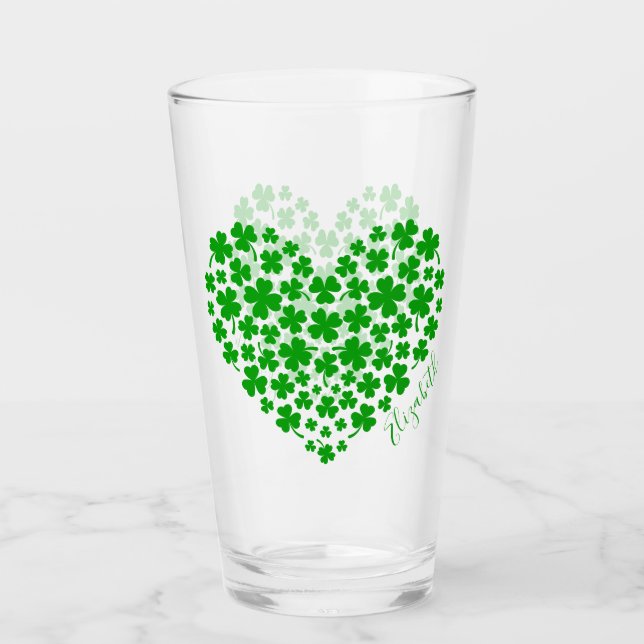 Verre Shamrock Feuille Clover vert Coeur St Patrick's Da (Devant)