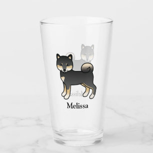 Verre Shiba Inu noir et feu Chien mignon & nom