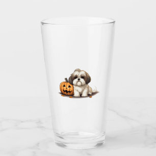 Verre Shih Tzu sur le thème de l'Halloween