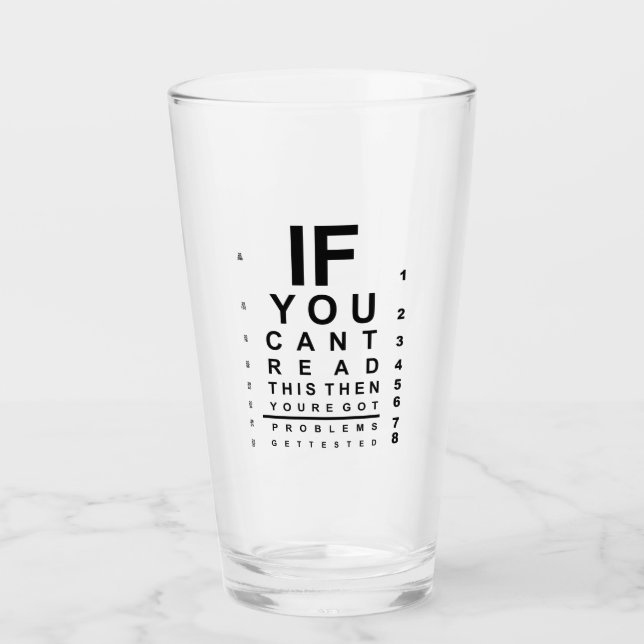 Verre Si vous pouvez lire ce graphique de test oculaire (Devant)