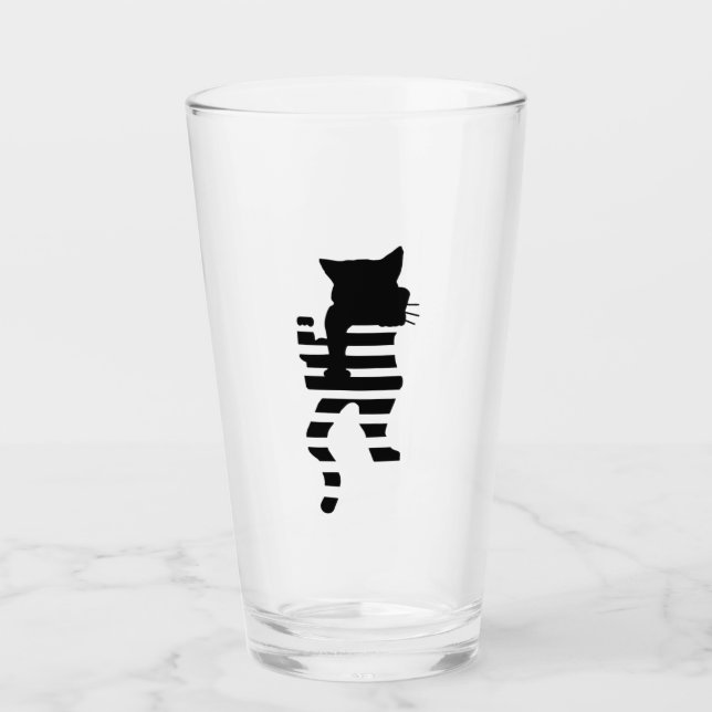 Verre Silhouette de chat noir (Devant)