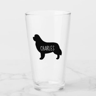 Verre Silhouette de Terre-Neuve Chien personnalisé