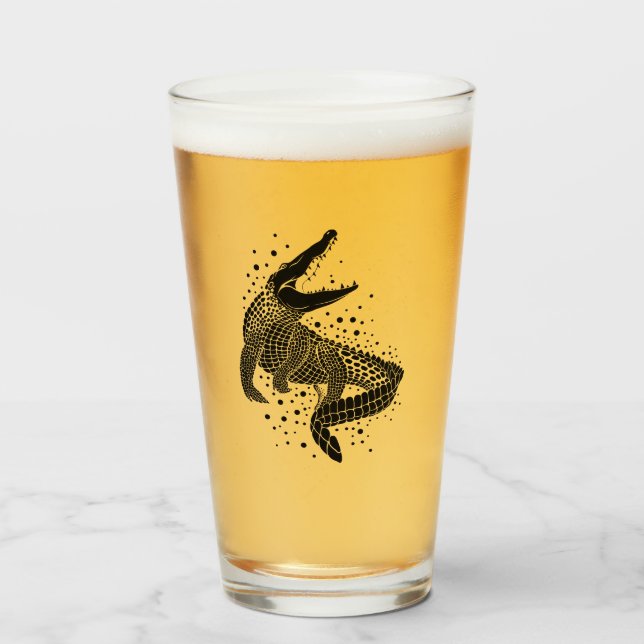 Verre Silhouette noire d'un crocodile (Devant (rempli))