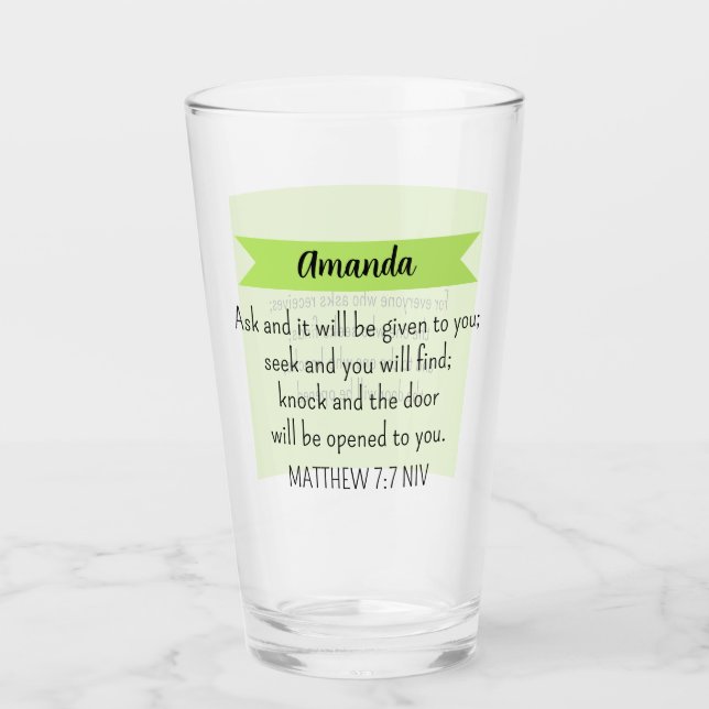 Verre Simple Lime Vert Demander Dieu Bible Verse Chrétie (Devant)