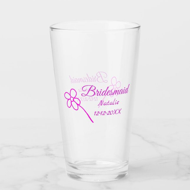 Verre Simple minimum rose bridesmaid ajouter le nom de l (Devant)