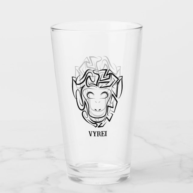 Verre Singe tribal noir et blanc (Devant)