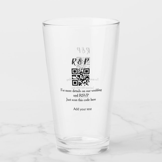 Verre site web mariage rsvp q r code ajouter nom texte t (Devant)