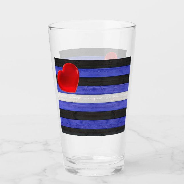 Verre SlipperyJoe's cuir drapeau orgueil noir bleu royal (Devant)