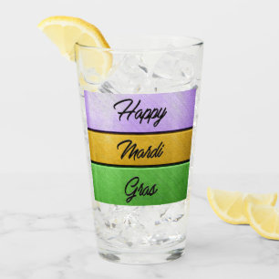 Verre SlipperyJoe's Happy Mardi Gras violet or vert b