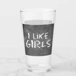 Verre SlipperyJoe's J'aime les filles tableau noir sale