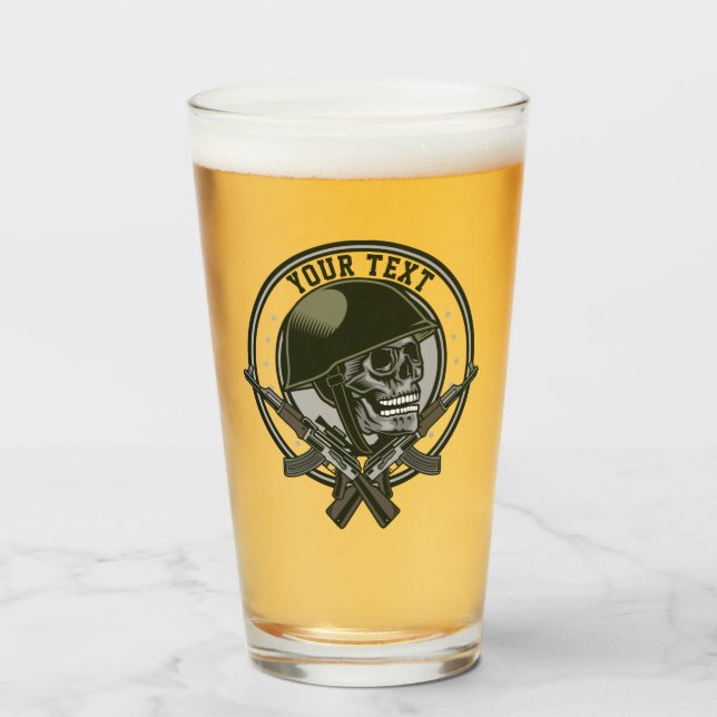 Verre Soldat de Camo militaire personnalisé : crâne et a (Devant (rempli))