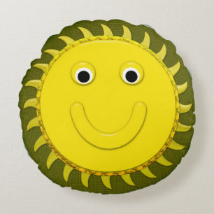 Verre soleil Happy Face Coussin ronde