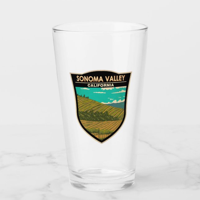 Verre Sonoma Valley California Travel Art Vintage (Devant)