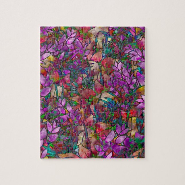 Verre souillé d'abrégé sur floral puzzle (Vertical)