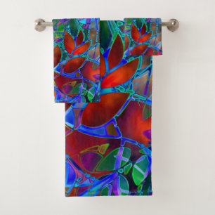 Verre souillé d'abrégé sur floral réglé serviette