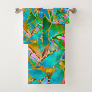 Verre souillé d'abrégé sur floral réglé serviette