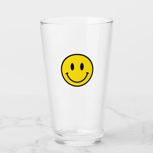 Verre Sourire Jaune Noir Blanc Joyeux Visage Emoji Amusa (Devant)