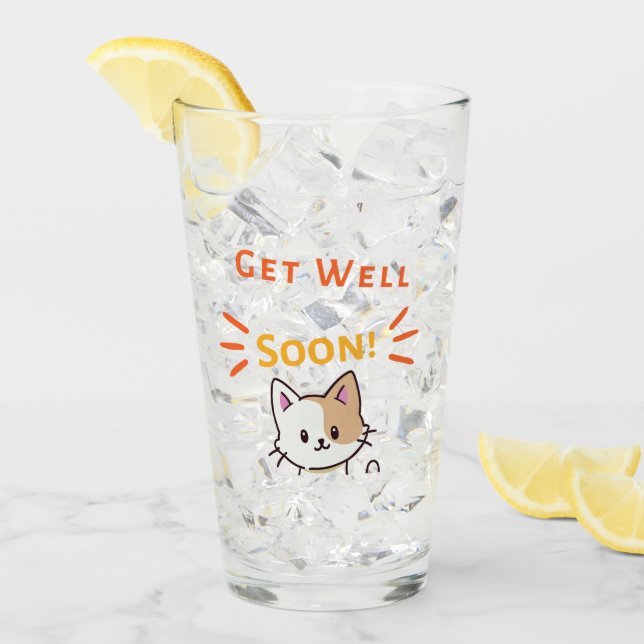 Verre Soyez bien vite message avec le chat mignon (Devant glace)