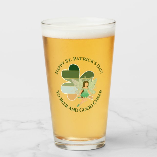 Verre St. Patrick's Day Distressed Shamrock Irish Fairy (Devant (rempli))