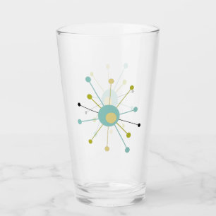 Verre Starburst atomique bleu jaune vert mi-siècle